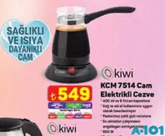 KİWİ KCM 7514 CAM ELEKTRİKLİ CEZVE